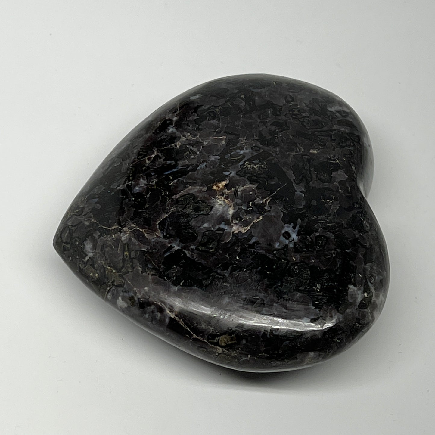 474.4g,3.6"x4.1"x1.2" Indigo Gabro Merlinite Heart Gemstone @Madagascar,B19953