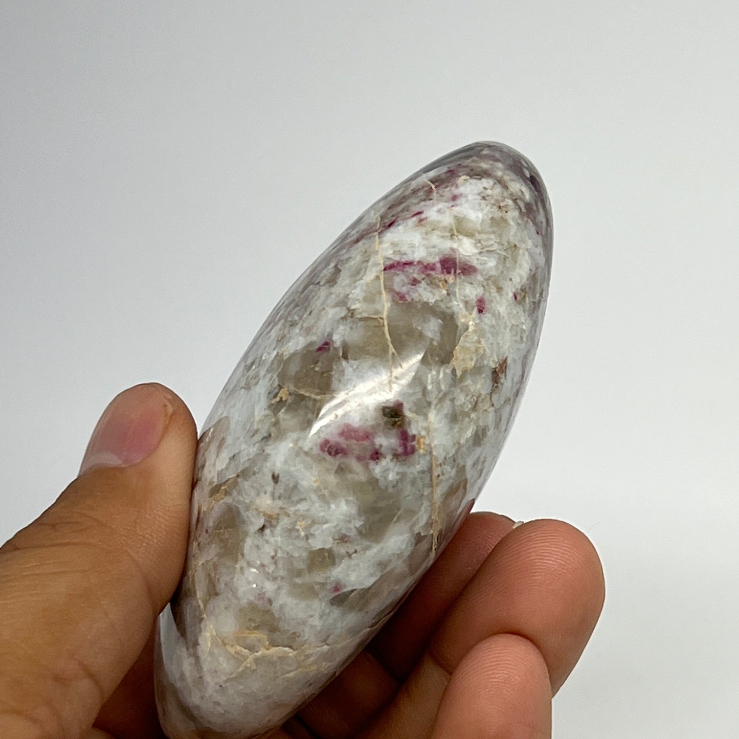 222.2g,3.2"x2.4"x1.3" Tourmaline Rubellite Palm-Stone Reiki @Madagascar,B20883