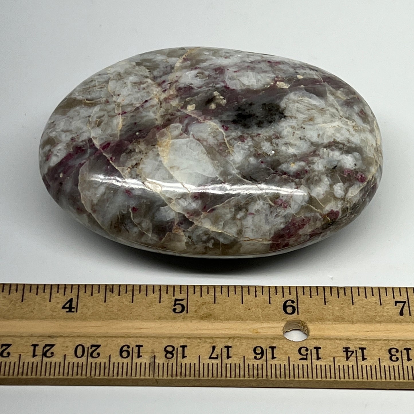 222.2g,3.2"x2.4"x1.3" Tourmaline Rubellite Palm-Stone Reiki @Madagascar,B20883