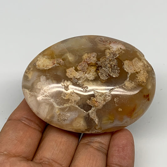 128.1g,2.8"x2.1"x1", Flower Agate Palm-Stone Crystal Reiki @Madagascar,B16192