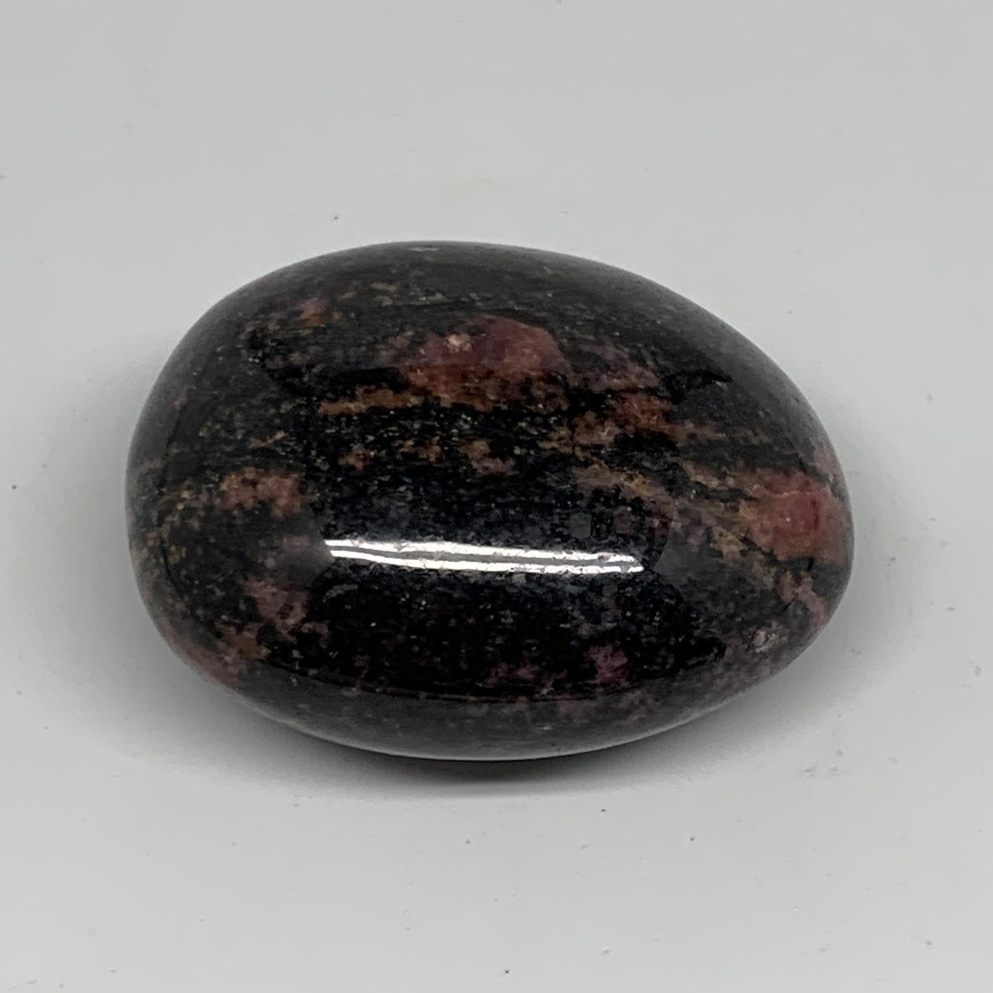 187.5g, 2.4"x2"x1.3", Rhodonite Palm-Stone Polished Reiki Madagascar,B12107