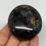 174.9g, 2.4"x2.2"x1.1", Rhodonite Palm-Stone Polished Reiki Madagascar,B12108