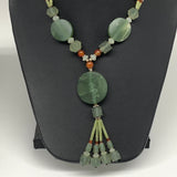 54.8g, 1mm-30mm, 21" Natural Untreated Green Serpentine Beaded Necklace, P223