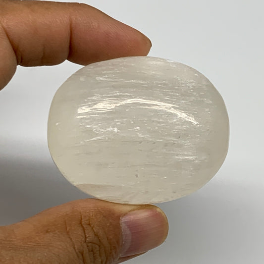 61g, 1.9"x1.6"x0.9", White Satin Spar (Selenite) Palmstone Crystal Gypsum, B2260