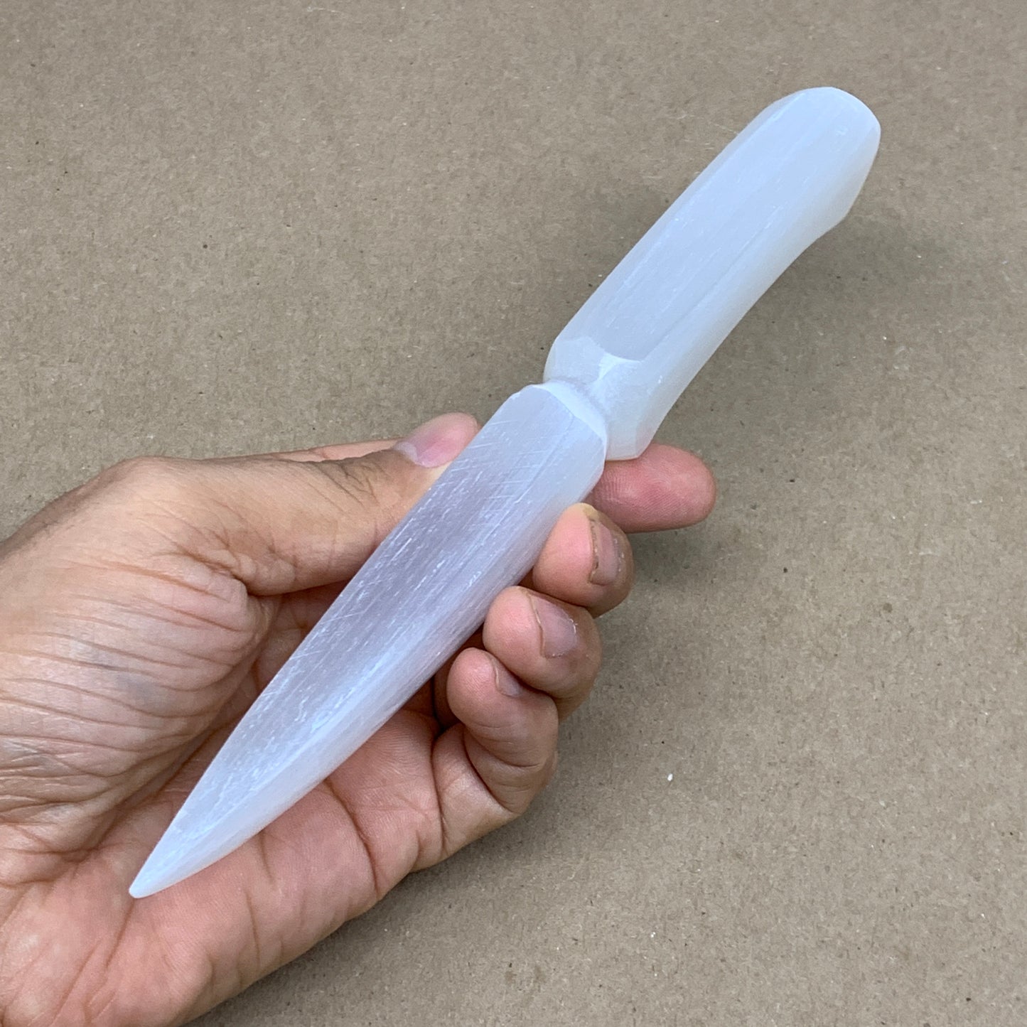 131g,7.9"x1.1"x0.7"Natural Selenite Crystal Knife (Satin Spar) @Morocco,B24125