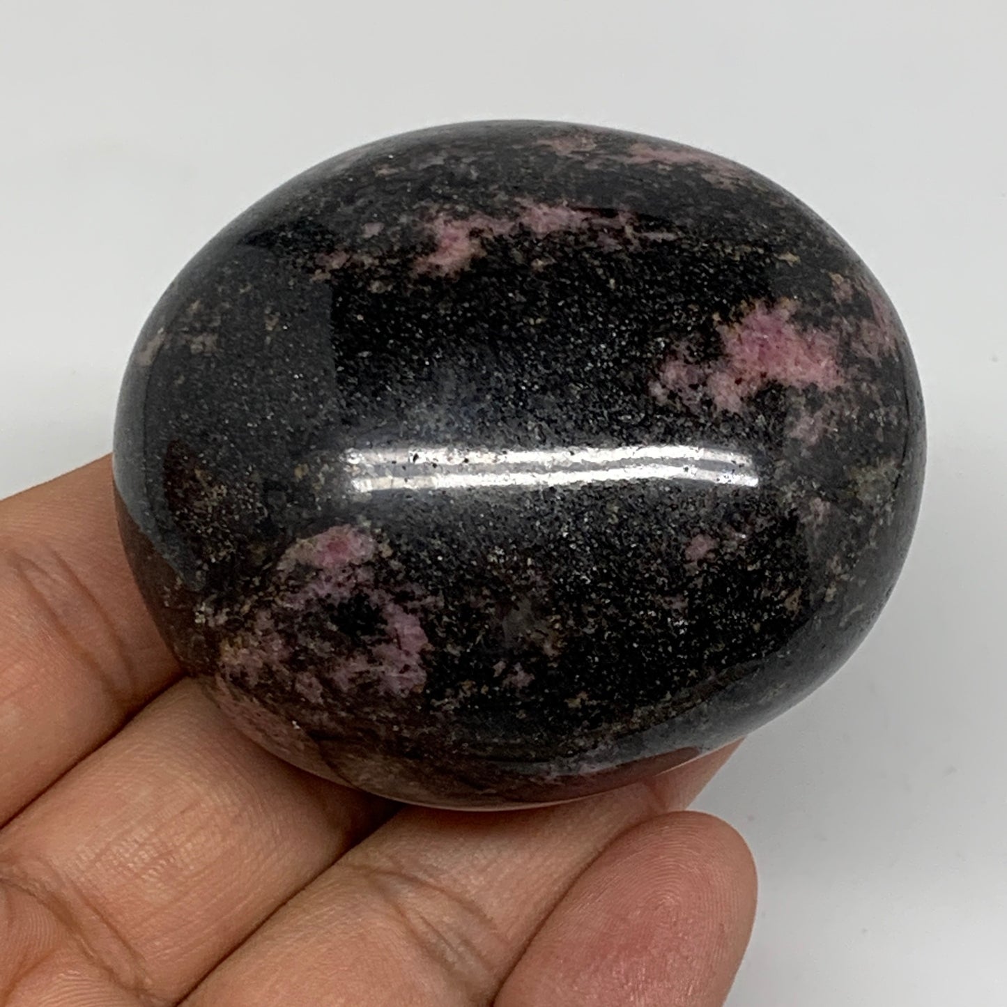 202.5g, 2.3"x2"x1.5", Rhodonite Palm-Stone Polished Reiki Madagascar,B12110