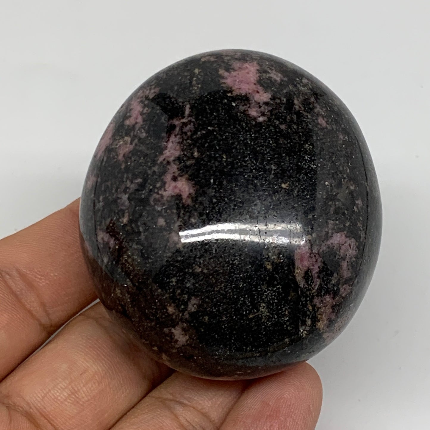 202.5g, 2.3"x2"x1.5", Rhodonite Palm-Stone Polished Reiki Madagascar,B12110