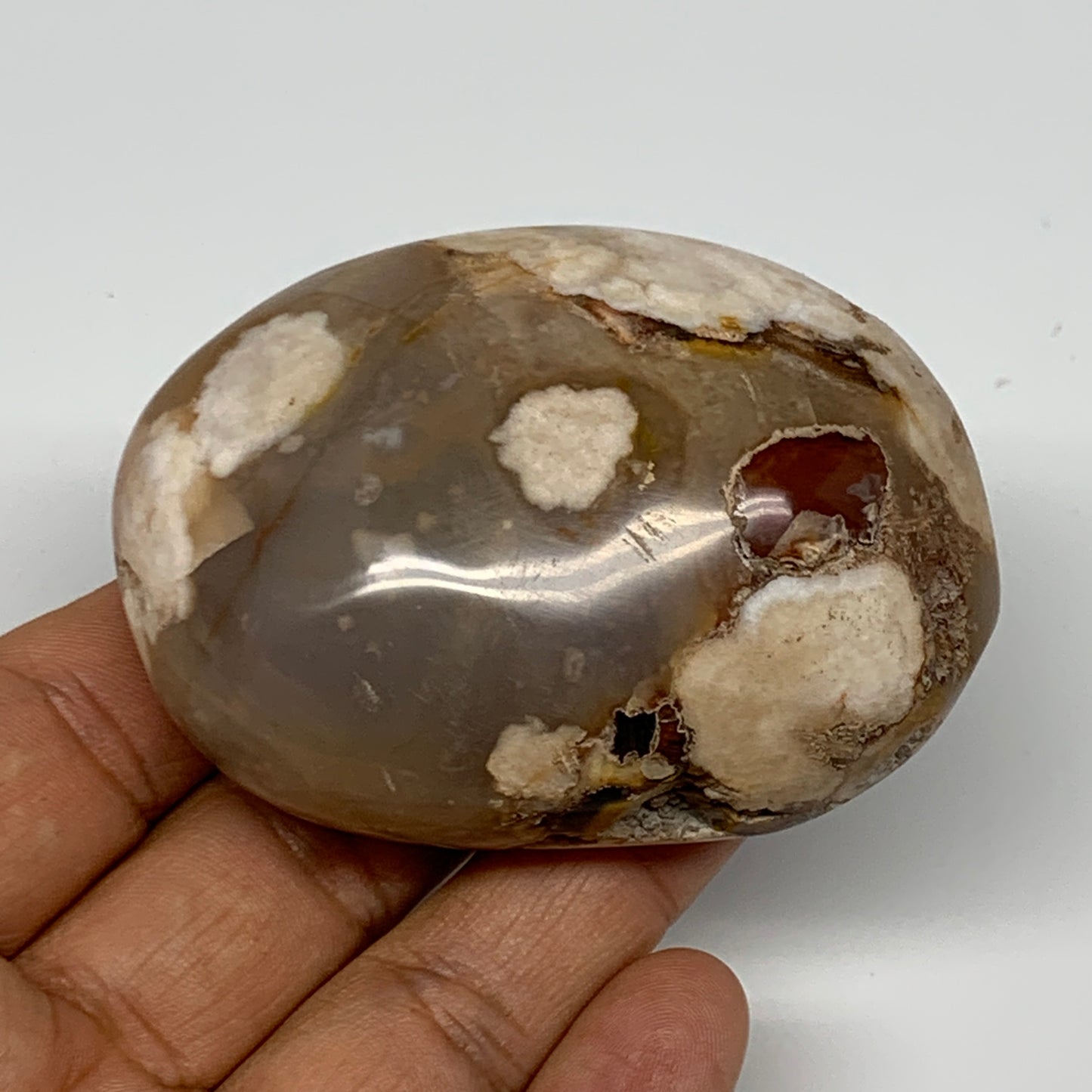 154.8g,2.7"x1.9"x1.3", Flower Agate Palm-Stone Crystal Reiki @Madagascar,B16195