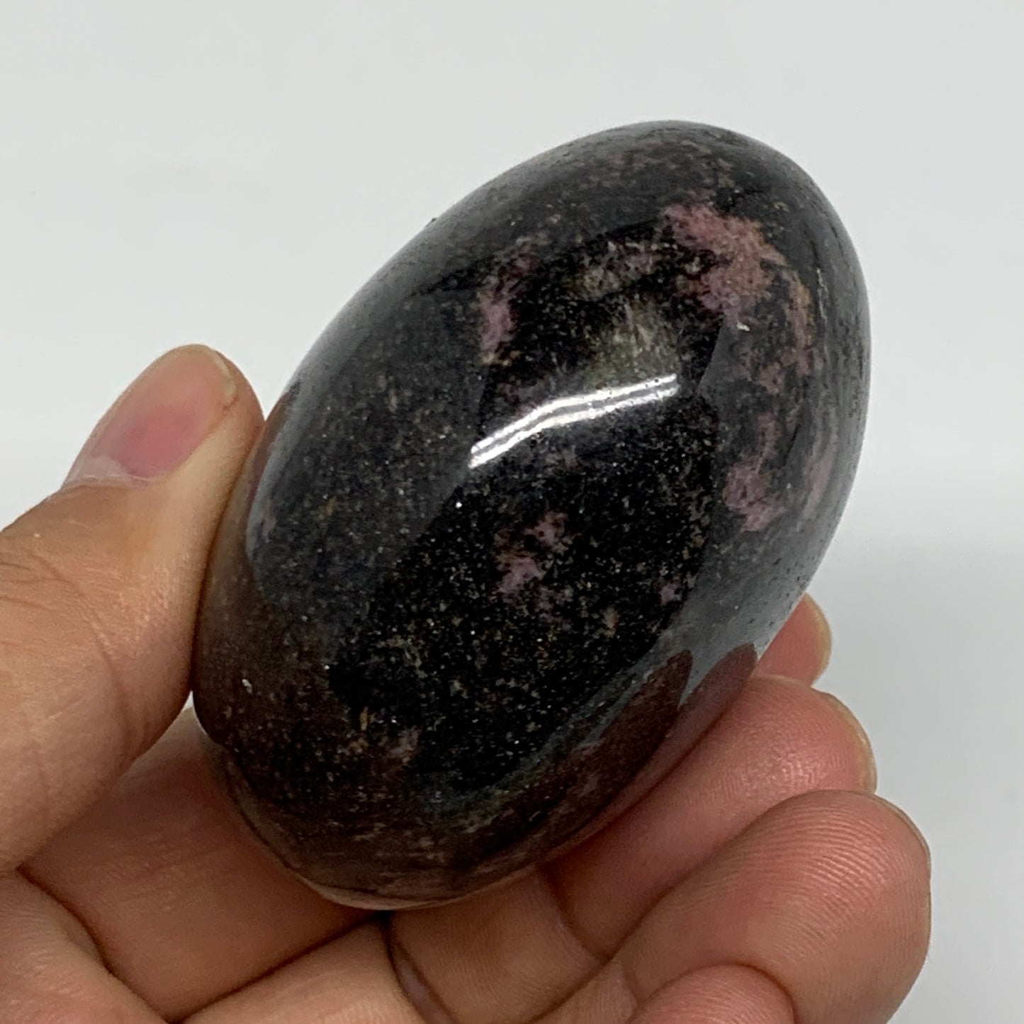 202.5g, 2.3"x2"x1.5", Rhodonite Palm-Stone Polished Reiki Madagascar,B12110