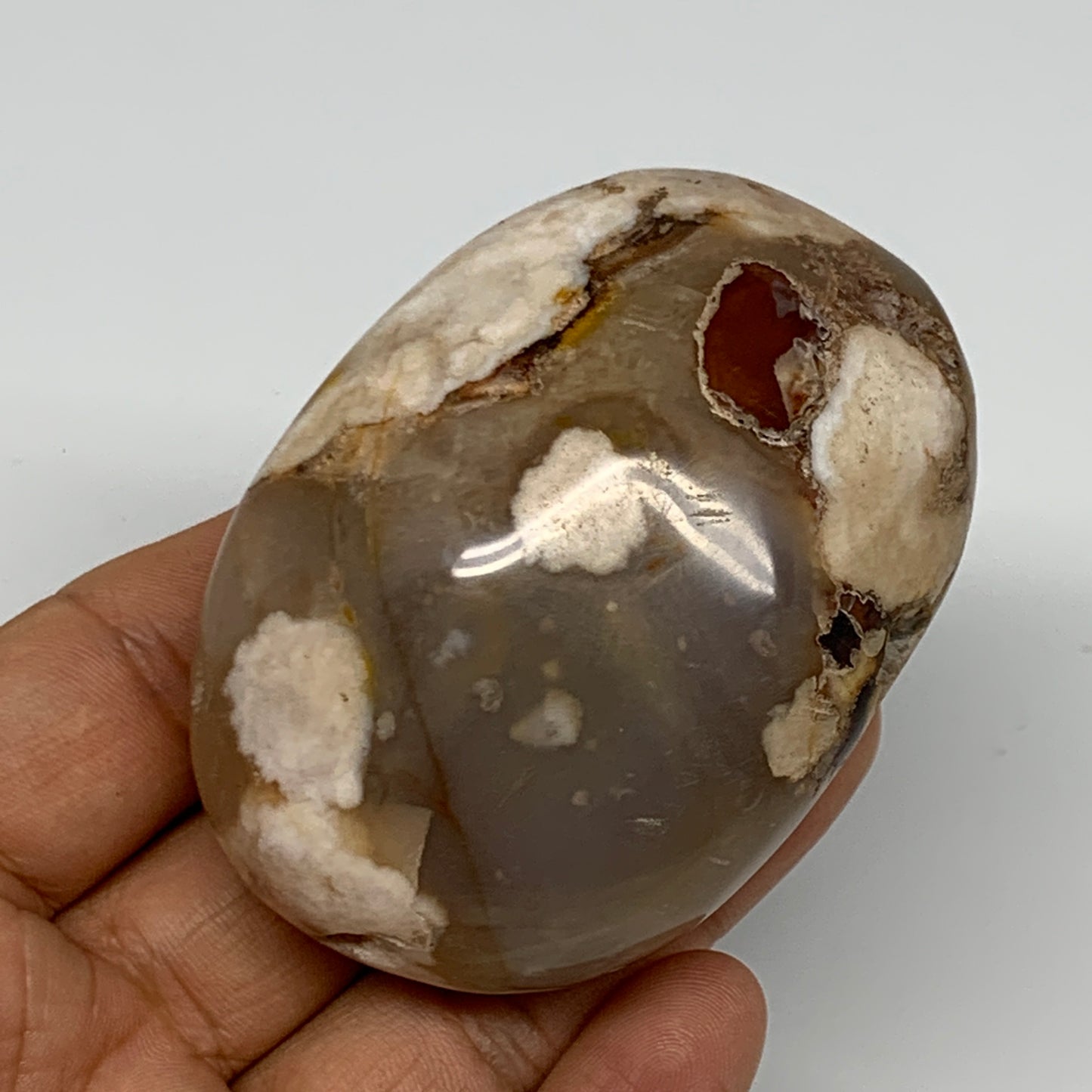 154.8g,2.7"x1.9"x1.3", Flower Agate Palm-Stone Crystal Reiki @Madagascar,B16195