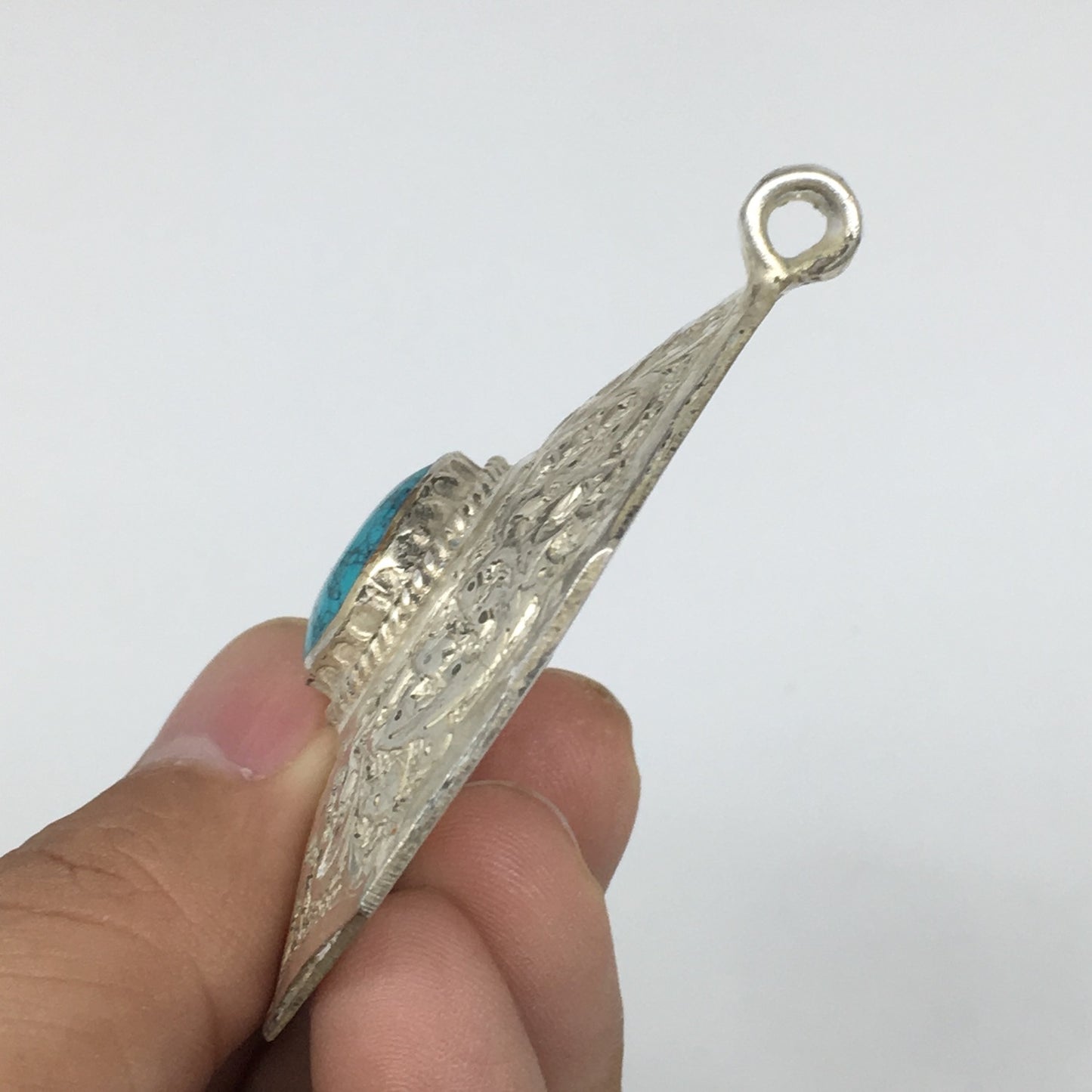 1pc,2.5"x2.4"x0.5",Turkmen Pendant Green Turquoise Inlay Octagon Shape,TN583