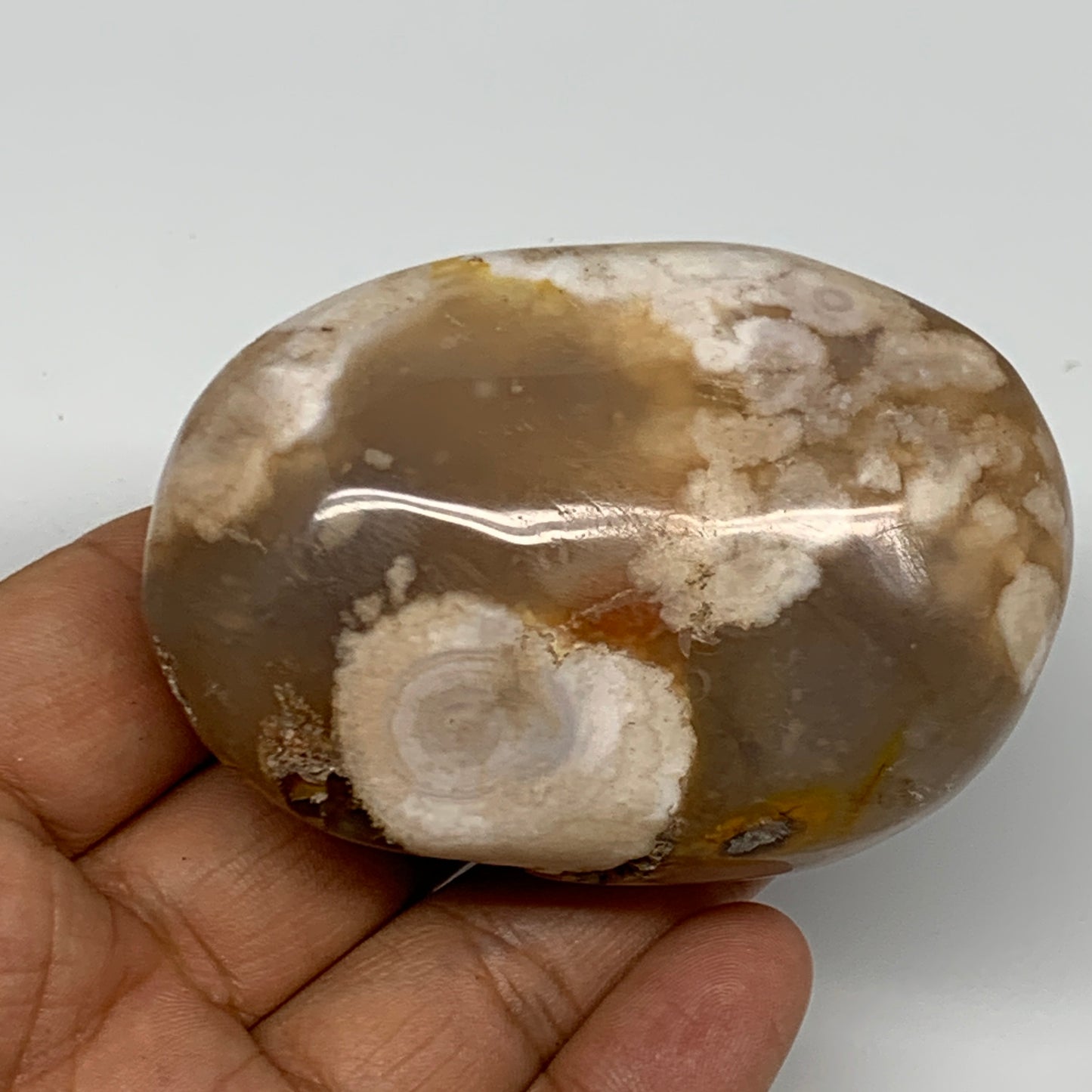 154.8g,2.7"x1.9"x1.3", Flower Agate Palm-Stone Crystal Reiki @Madagascar,B16195