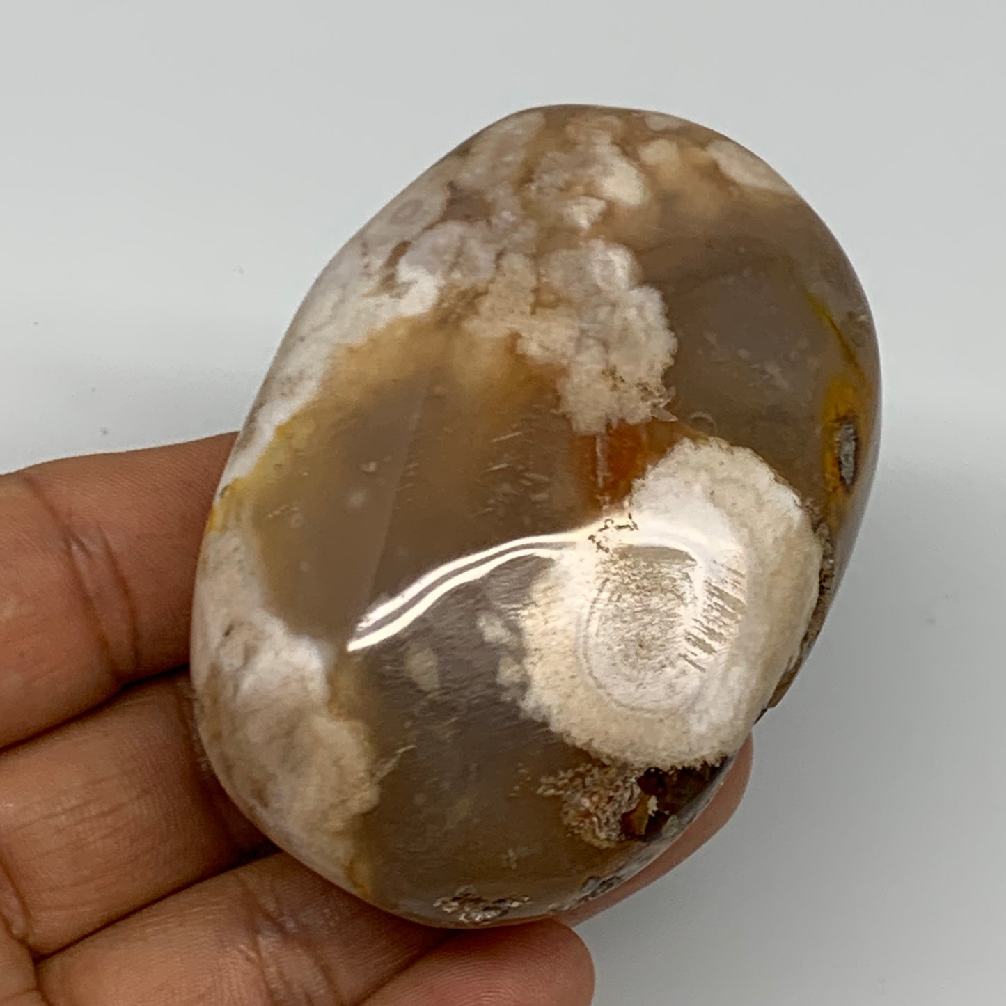 154.8g,2.7"x1.9"x1.3", Flower Agate Palm-Stone Crystal Reiki @Madagascar,B16195