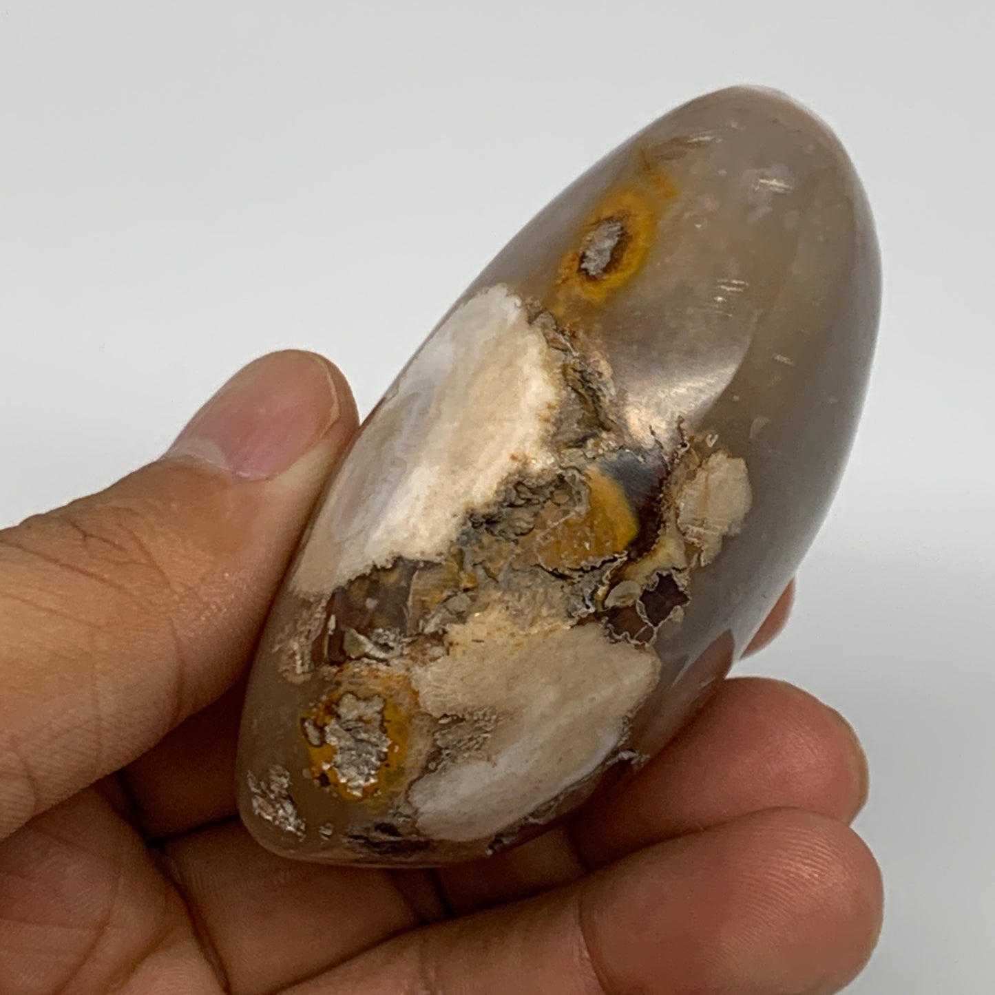 154.8g,2.7"x1.9"x1.3", Flower Agate Palm-Stone Crystal Reiki @Madagascar,B16195