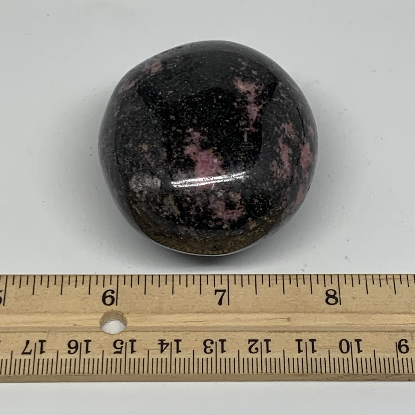 202.5g, 2.3"x2"x1.5", Rhodonite Palm-Stone Polished Reiki Madagascar,B12110
