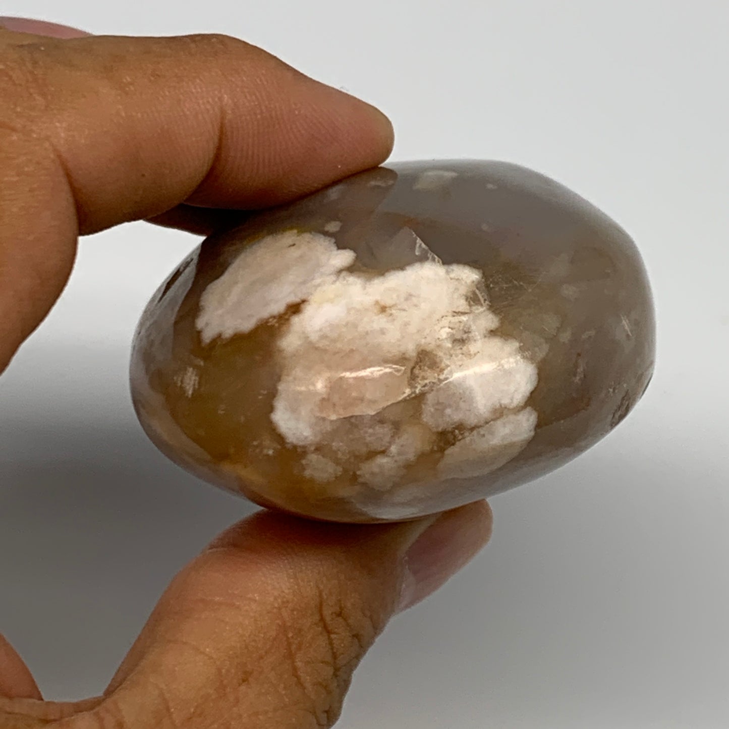 154.8g,2.7"x1.9"x1.3", Flower Agate Palm-Stone Crystal Reiki @Madagascar,B16195