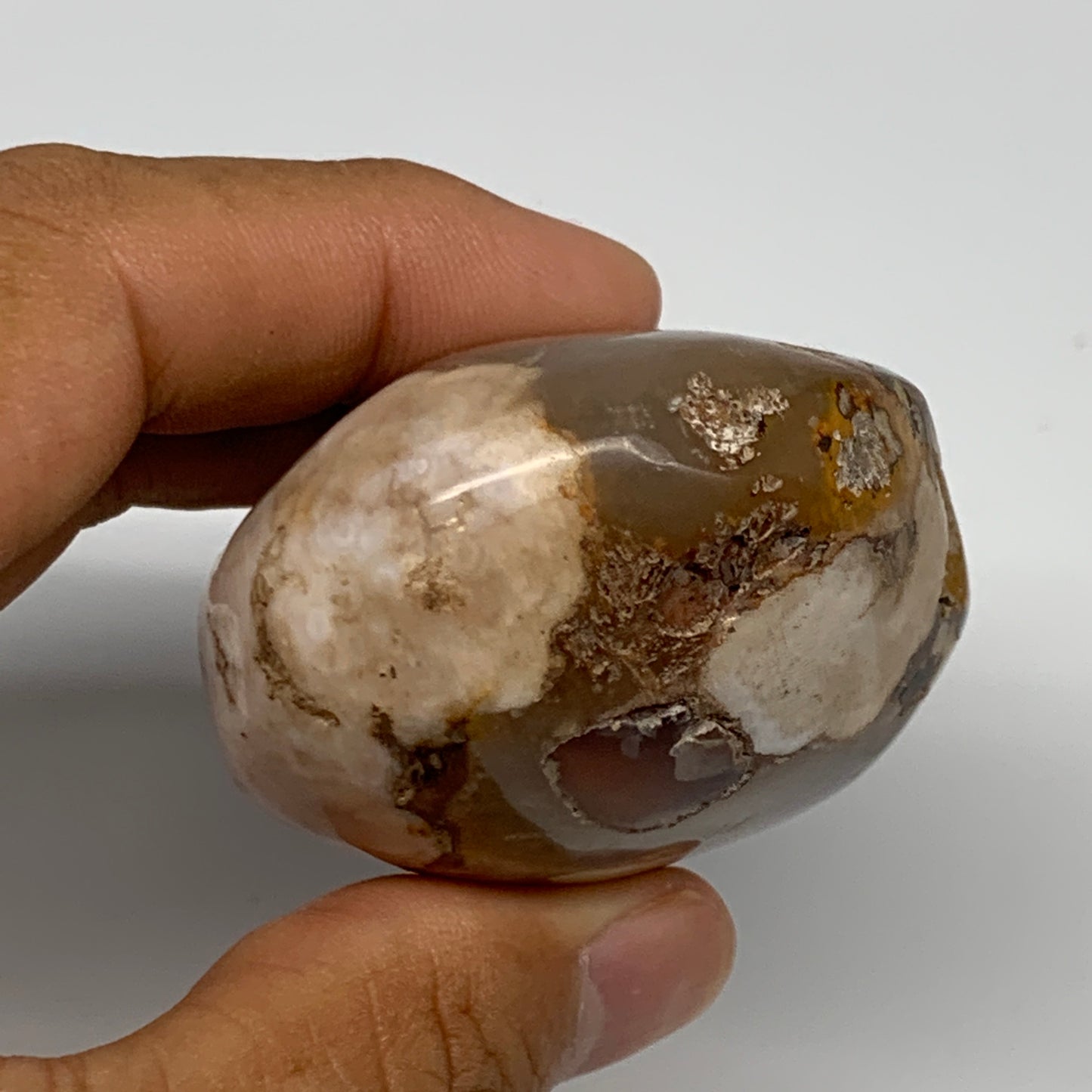 154.8g,2.7"x1.9"x1.3", Flower Agate Palm-Stone Crystal Reiki @Madagascar,B16195