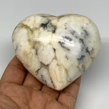 319.6g, 3"x3.4"x1.8" Dendrite Opal Heart Polished Healing Crystal Moss, B17753