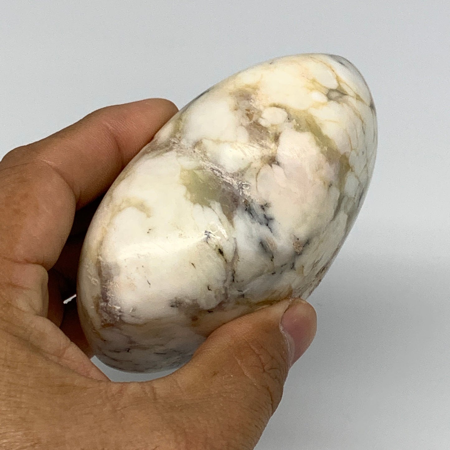 319.6g, 3"x3.4"x1.8" Dendrite Opal Heart Polished Healing Crystal Moss, B17753