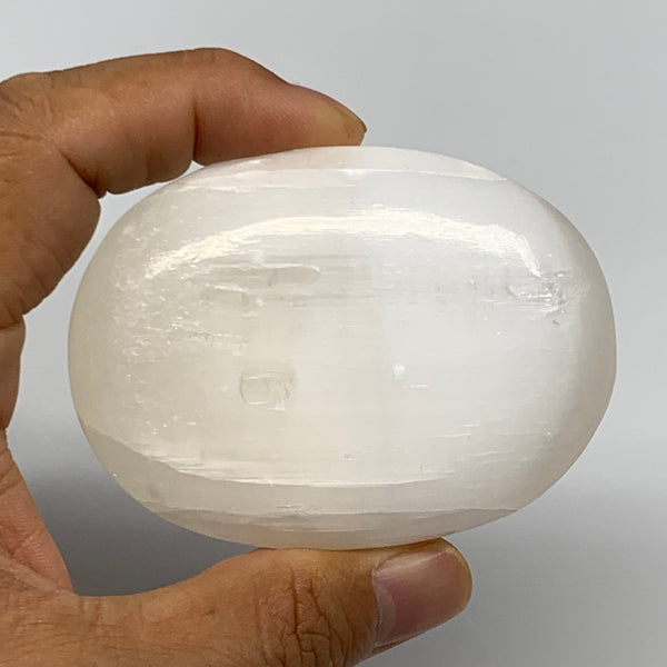 116g, 2.8"x2"x1", White Satin Spar (Selenite) Palmstone Crystal Gypsum, B22604