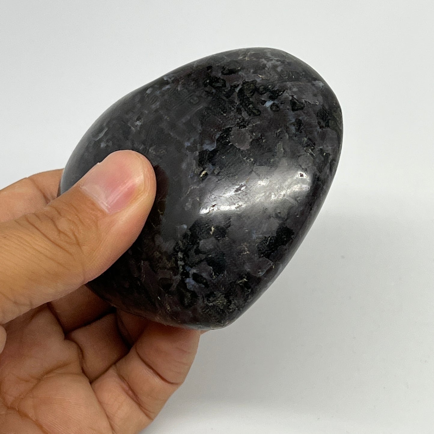 257.5g,2.8"x3.1"x1.3" Indigo Gabro Merlinite Heart Gemstone @Madagascar, B19958