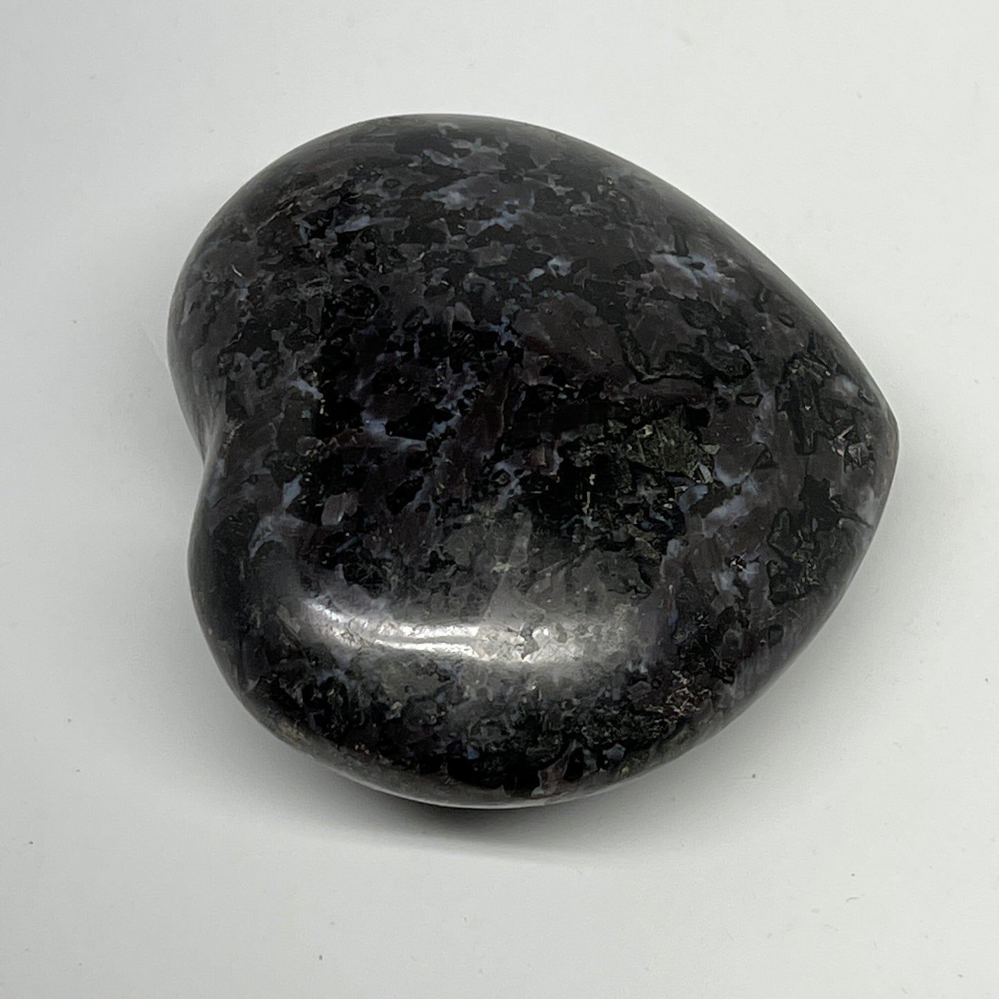 257.5g,2.8"x3.1"x1.3" Indigo Gabro Merlinite Heart Gemstone @Madagascar, B19958