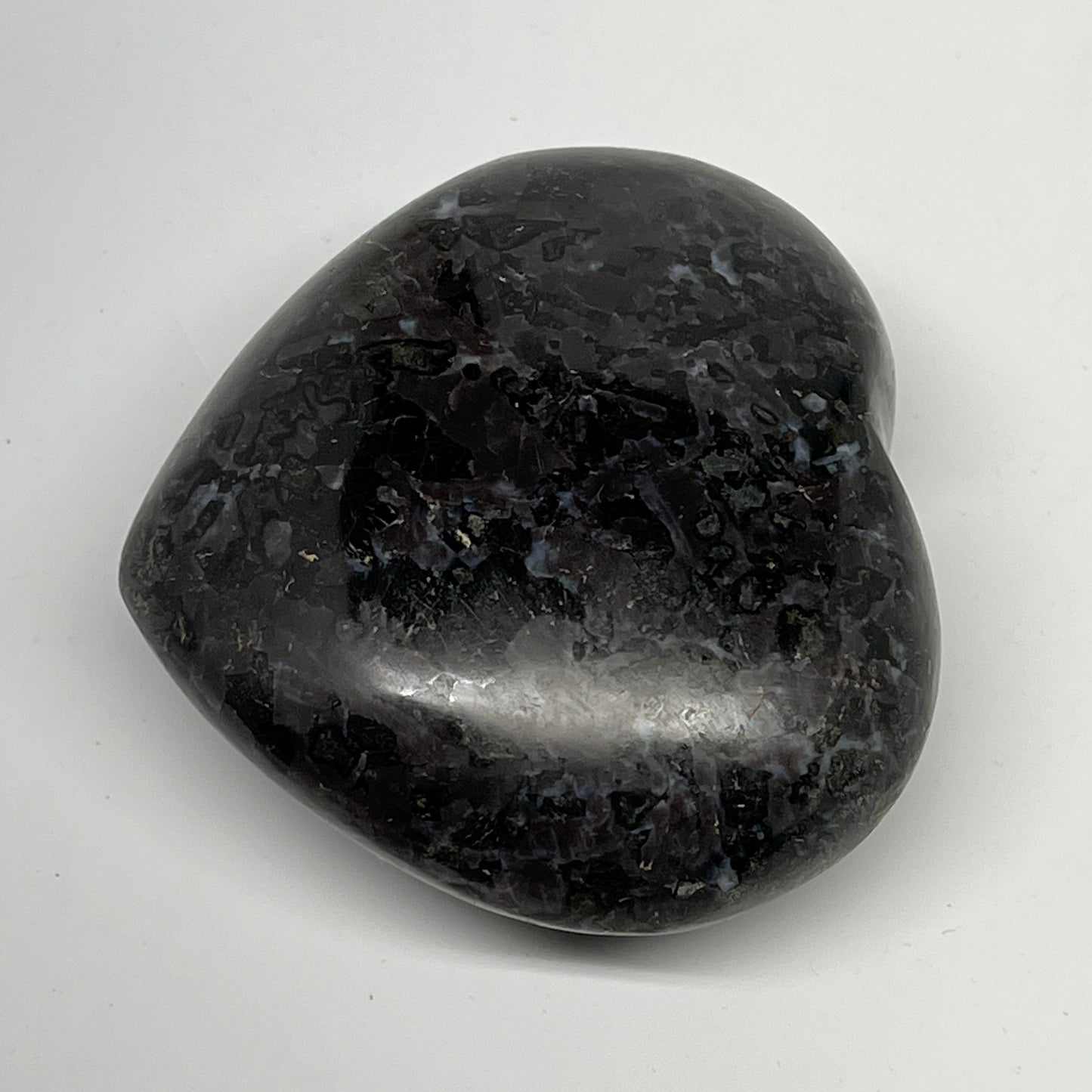 257.5g,2.8"x3.1"x1.3" Indigo Gabro Merlinite Heart Gemstone @Madagascar, B19958