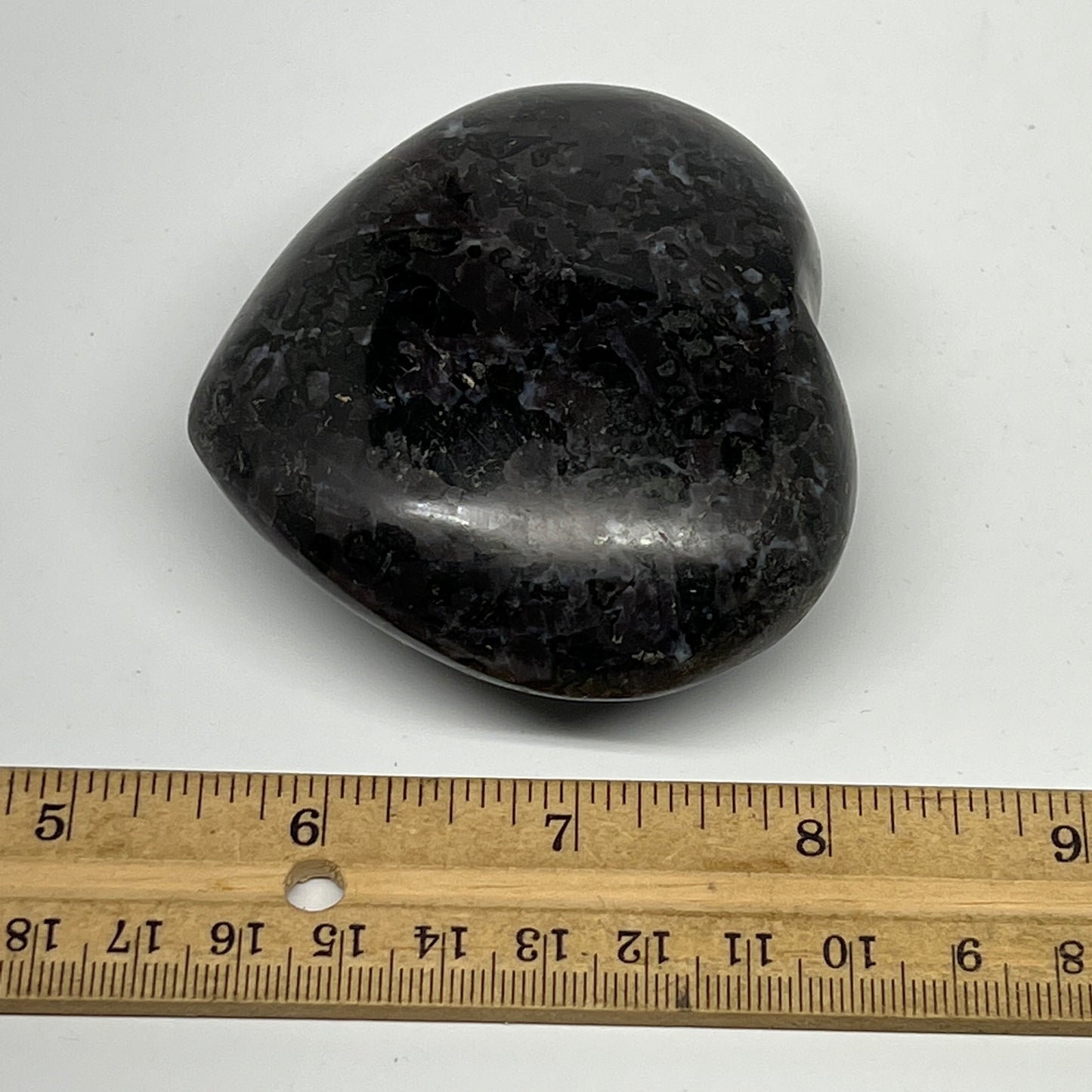 257.5g,2.8"x3.1"x1.3" Indigo Gabro Merlinite Heart Gemstone @Madagascar, B19958