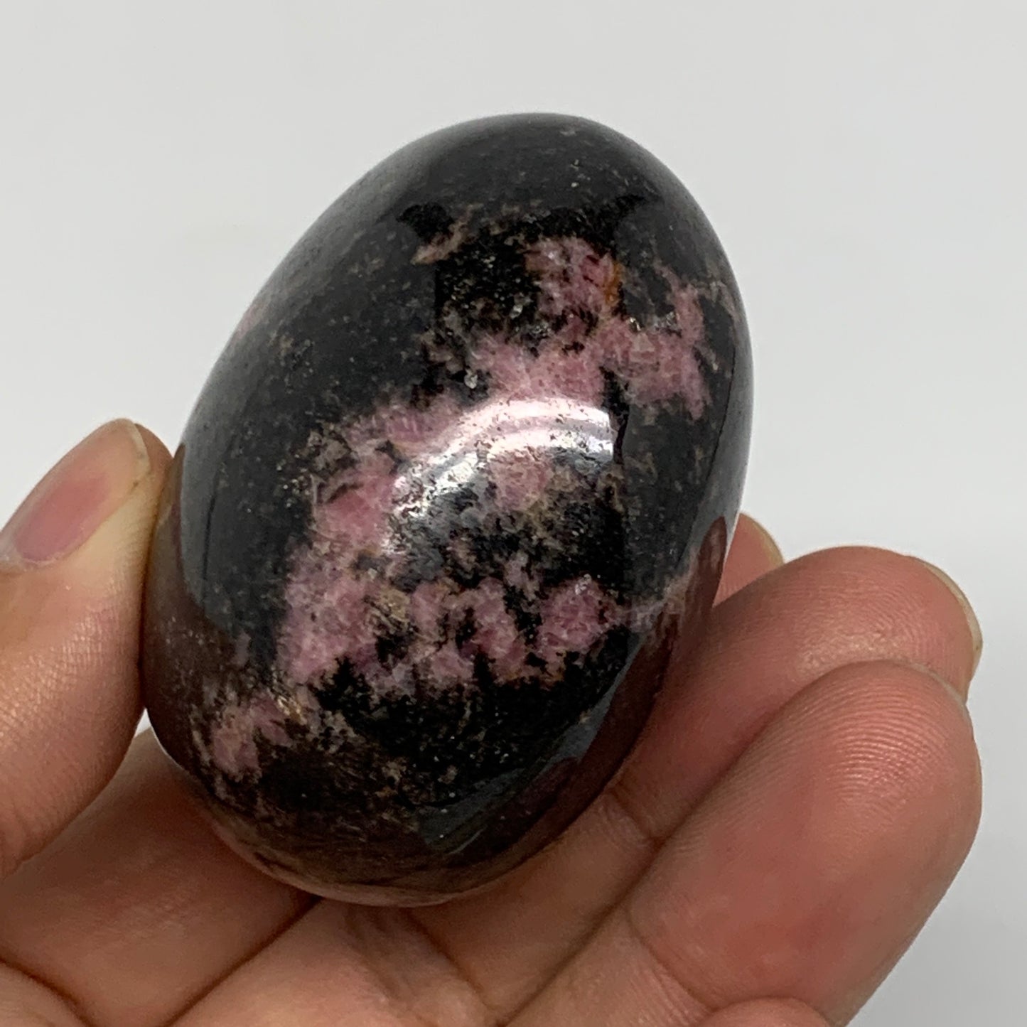 164.4g, 2.2"x1.9"x1.4", Rhodonite Palm-Stone Polished Reiki Madagascar,B12112