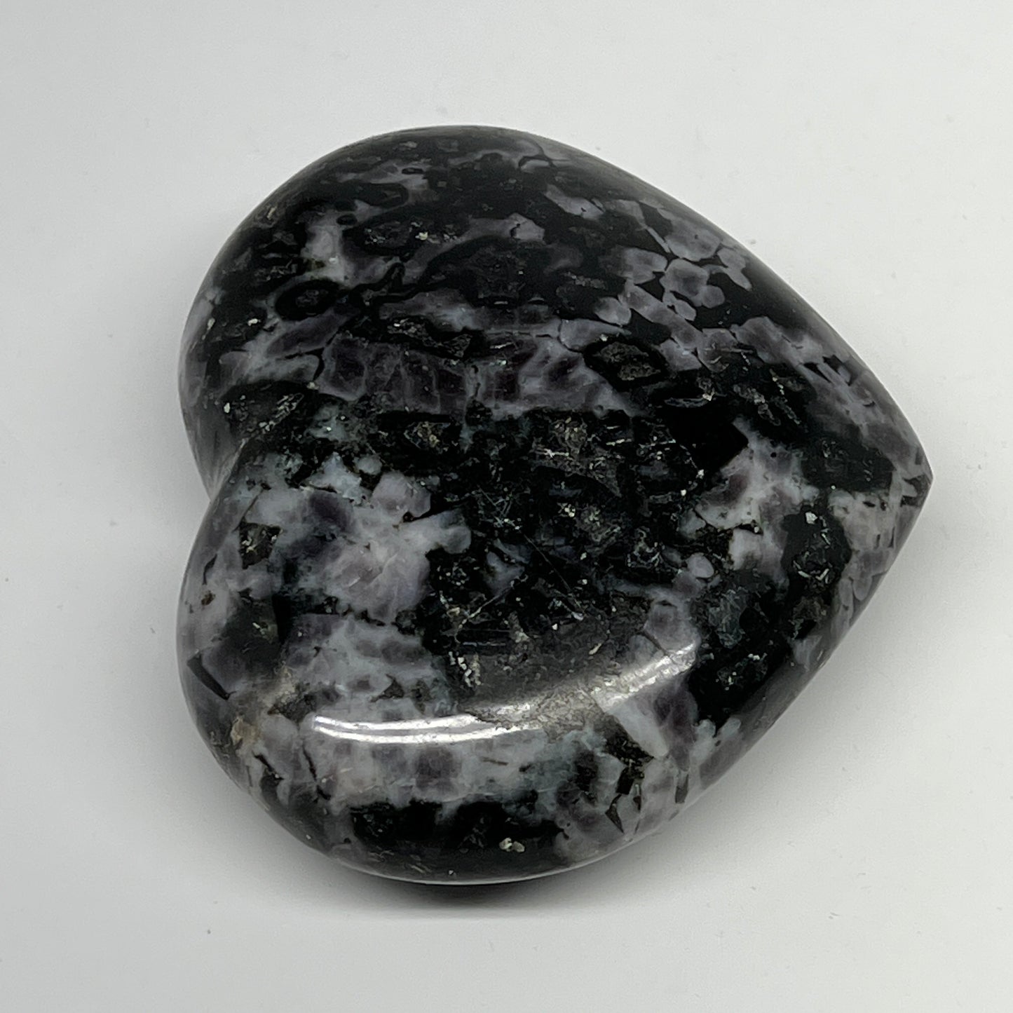 406.9g,3.2"x3.7"x1.4" Indigo Gabro Merlinite Heart Gemstone @Madagascar, B19959