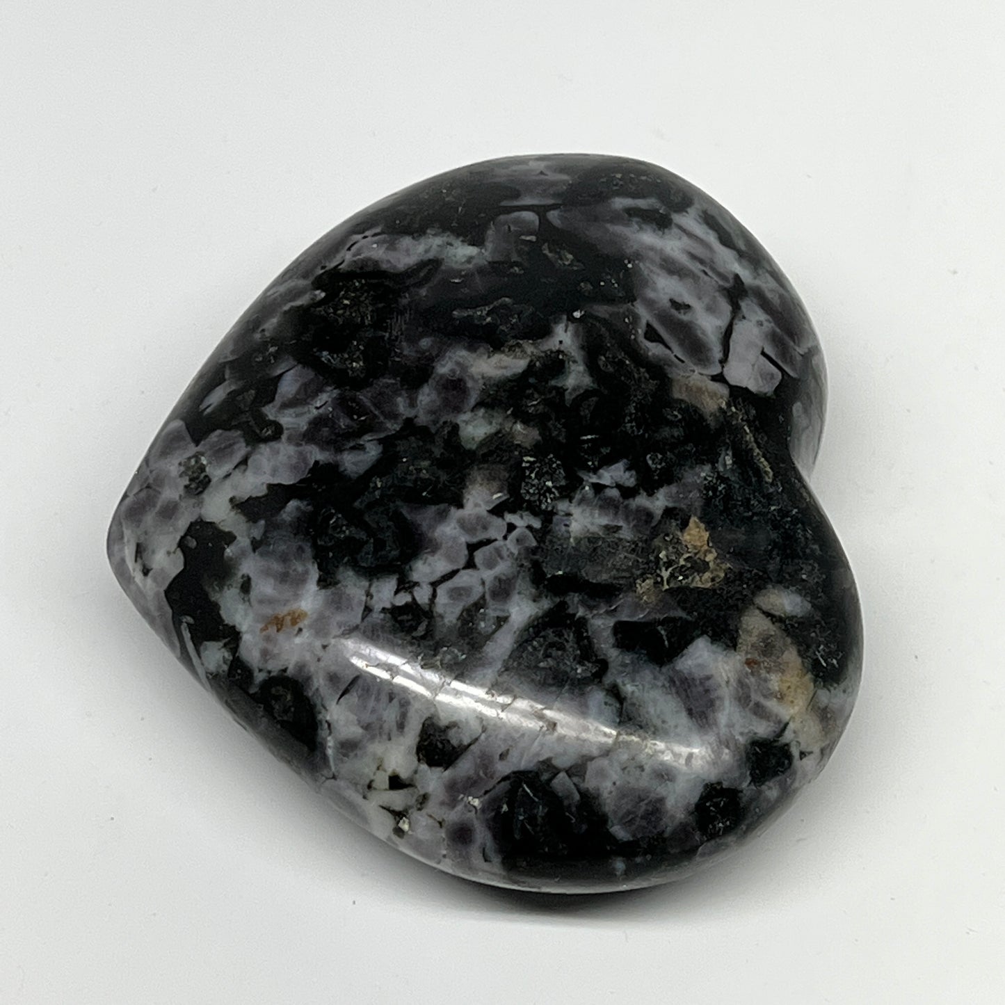 406.9g,3.2"x3.7"x1.4" Indigo Gabro Merlinite Heart Gemstone @Madagascar, B19959