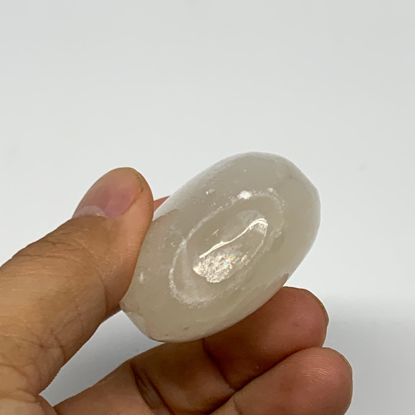 85g, 2.3"x1.7"x1", White Satin Spar (Selenite) Palmstone Crystal Gypsum, B22605