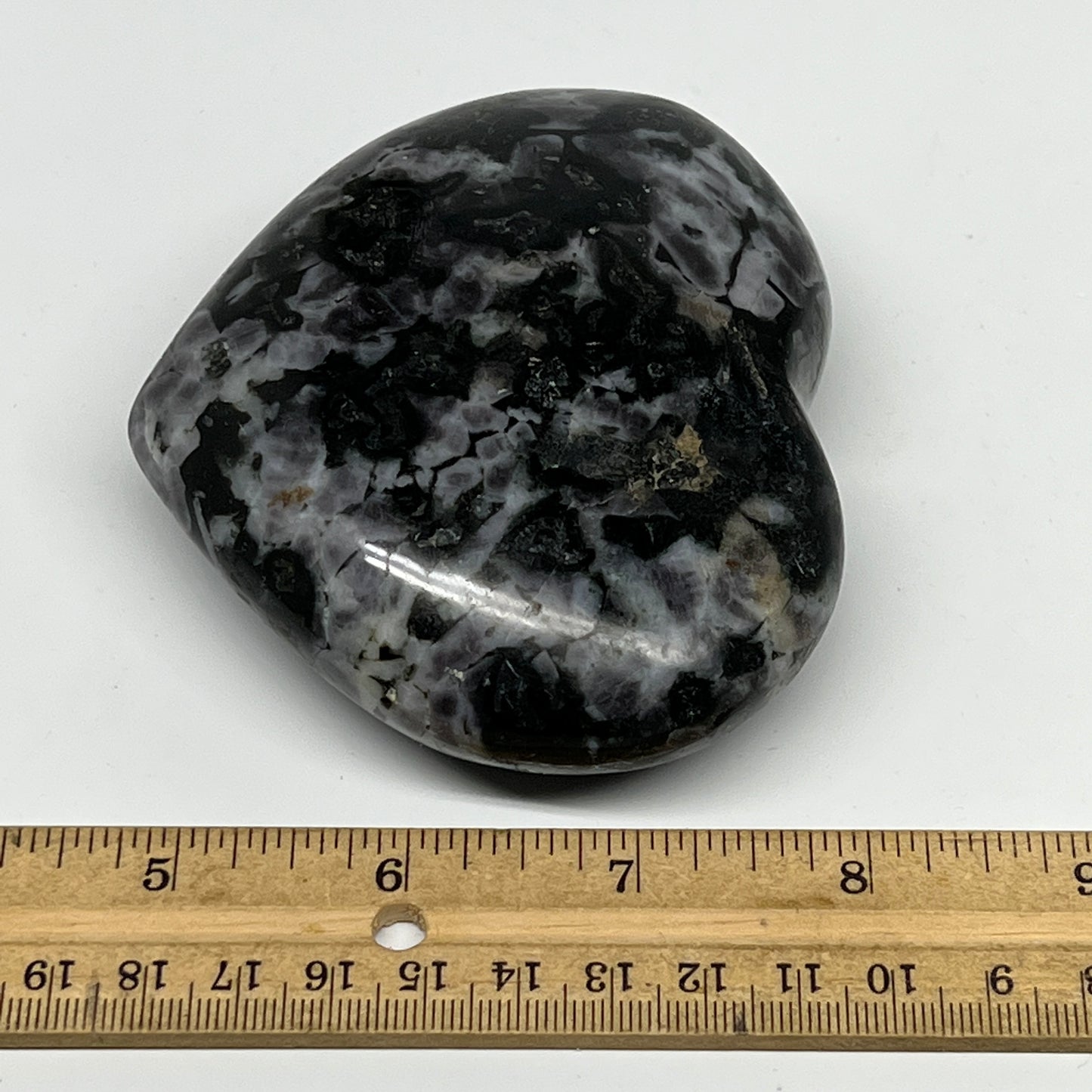 406.9g,3.2"x3.7"x1.4" Indigo Gabro Merlinite Heart Gemstone @Madagascar, B19959