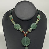 55.8g, 1mm-30mm, 21" Natural Untreated Green Serpentine Beaded Necklace, P228