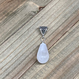 1pc, 9-13g, 1.1"-1.2", Teardrop Selenite Pendant Polished from Morocco, F500