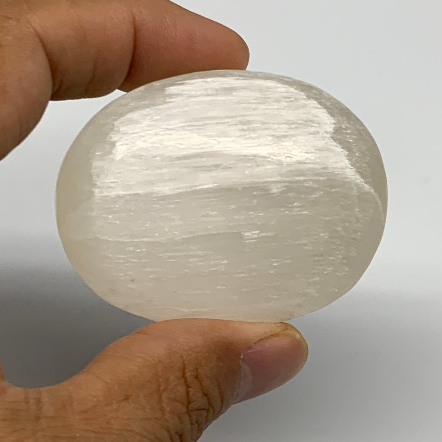 70g, 2.1"x1.7"x0.9", White Satin Spar (Selenite) Palmstone Crystal Gypsum, B2260
