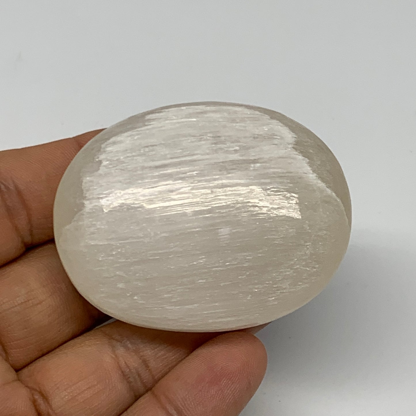 70g, 2.1"x1.7"x0.9", White Satin Spar (Selenite) Palmstone Crystal Gypsum, B2260