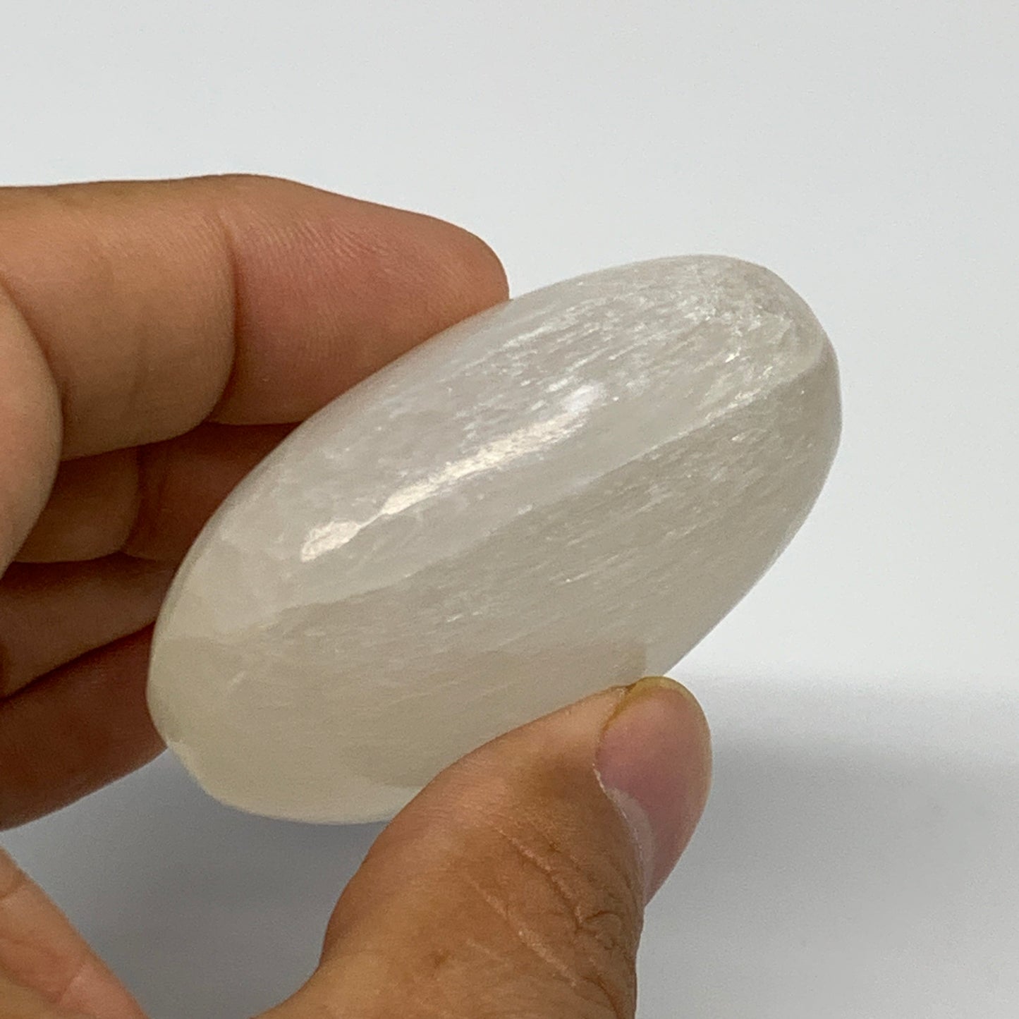 70g, 2.1"x1.7"x0.9", White Satin Spar (Selenite) Palmstone Crystal Gypsum, B2260