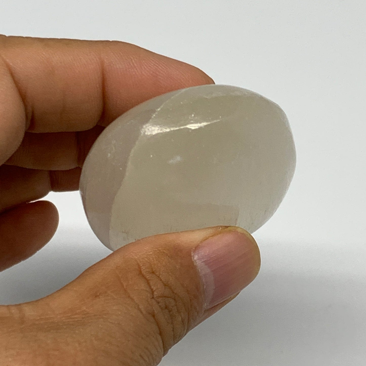 70g, 2.1"x1.7"x0.9", White Satin Spar (Selenite) Palmstone Crystal Gypsum, B2260
