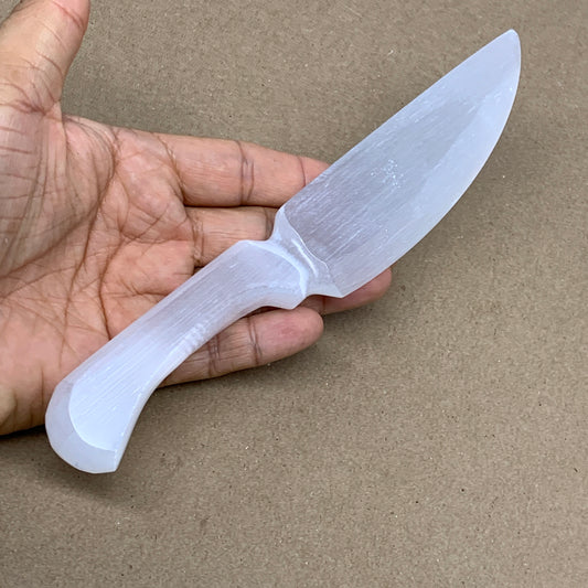 138g,7.8"x1.4"x0.7"Natural Selenite Crystal Knife (Satin Spar) @Morocco,B24130
