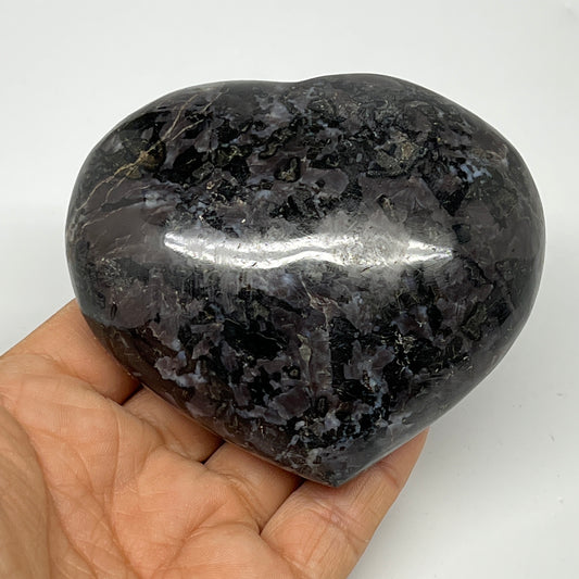 370.2g,3.1"x3.4"x1.5" Indigo Gabro Merlinite Heart Gemstone @Madagascar, B19961