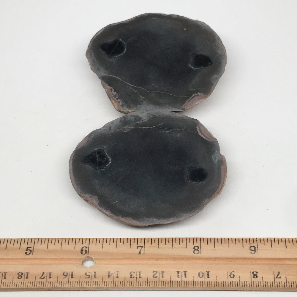 1 Pair,201.1g,3"x2.7" Natural Unique Septarian Nodules Slabs @Morocco,MF3589