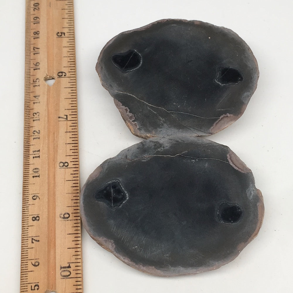 1 Pair,201.1g,3"x2.7" Natural Unique Septarian Nodules Slabs @Morocco,MF3589