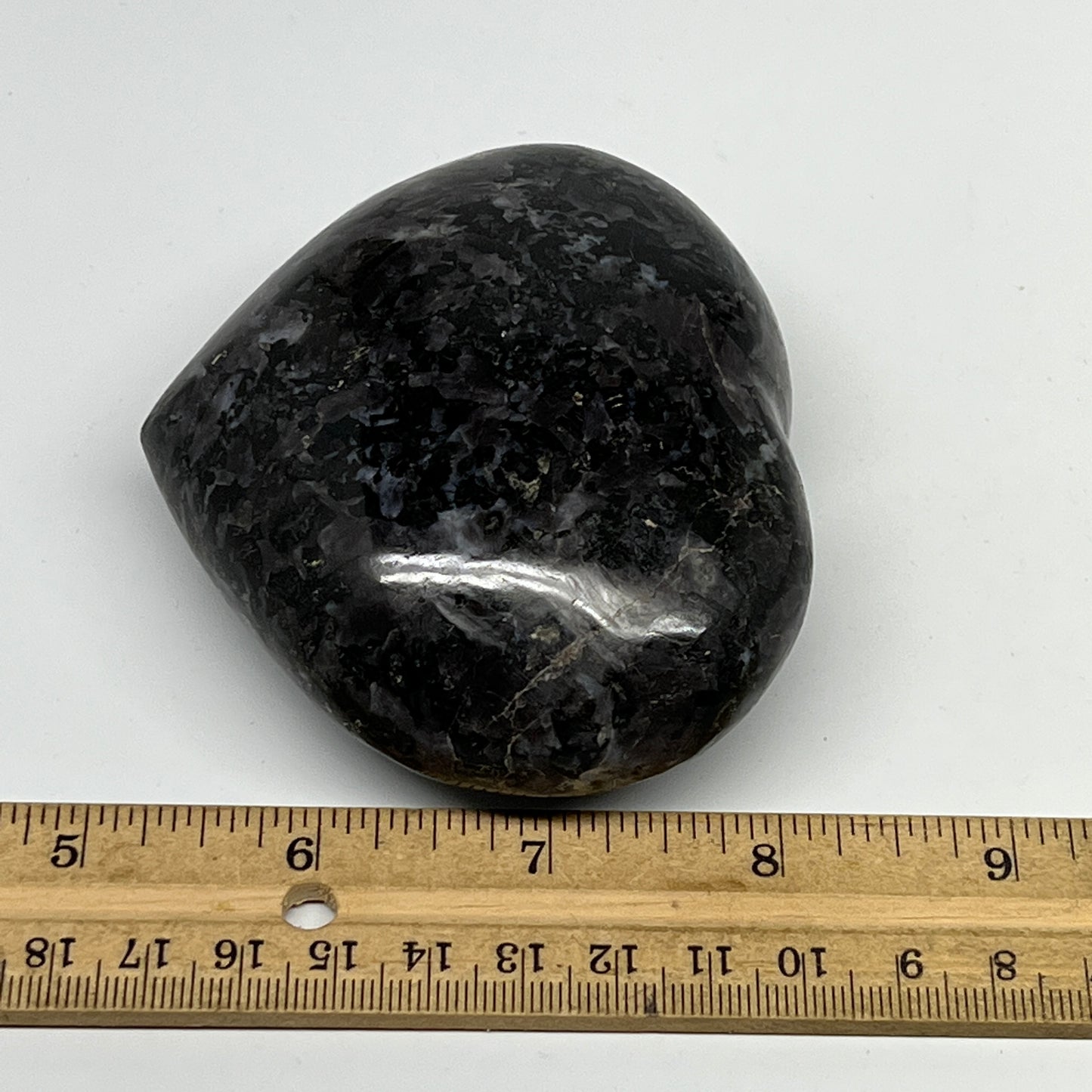 370.2g,3.1"x3.4"x1.5" Indigo Gabro Merlinite Heart Gemstone @Madagascar, B19961