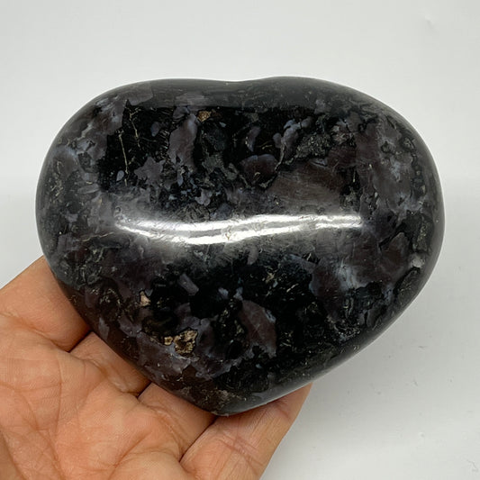 432.6g,3"x3.6"x1.6" Indigo Gabro Merlinite Heart Gemstone @Madagascar, B19962