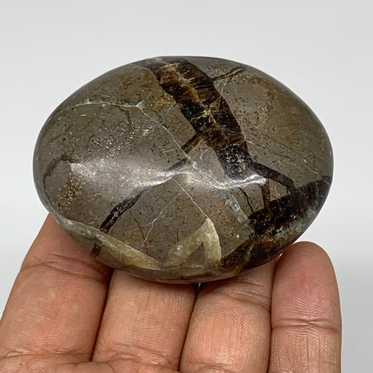 138.8g,2.5"x2"x1.2" Septarian Nodule Palm-Stone Polished Reiki Madagascar,B5045