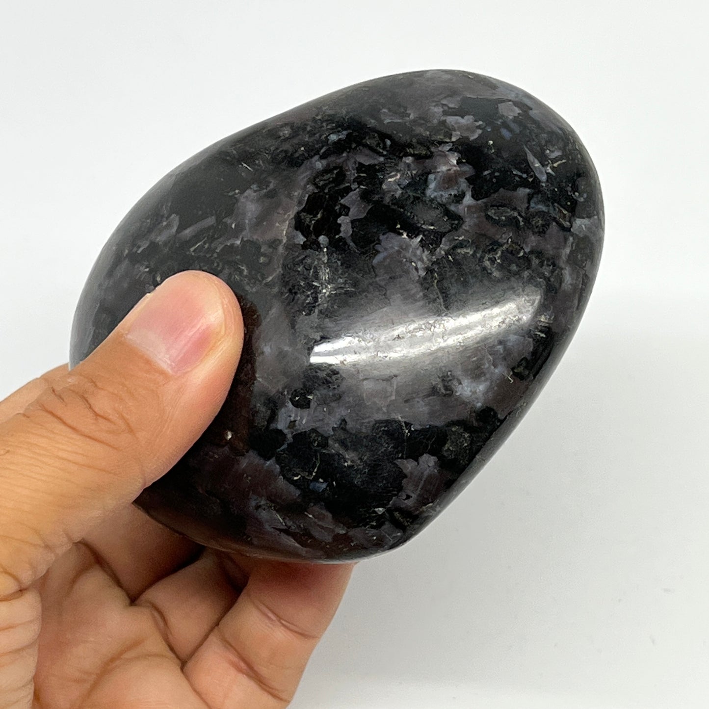 432.6g,3"x3.6"x1.6" Indigo Gabro Merlinite Heart Gemstone @Madagascar, B19962