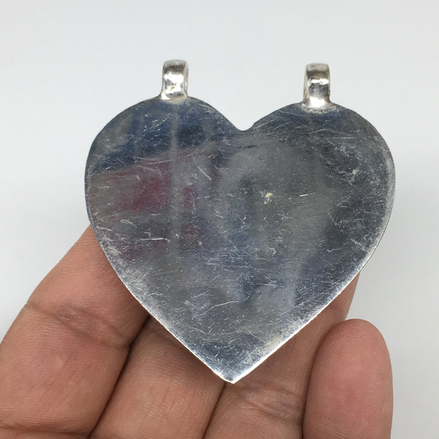 1pc,2.3"x2.1"x0.5",Turkmen Pendant Red Coral Inlay Heart Shape Statement, TN591