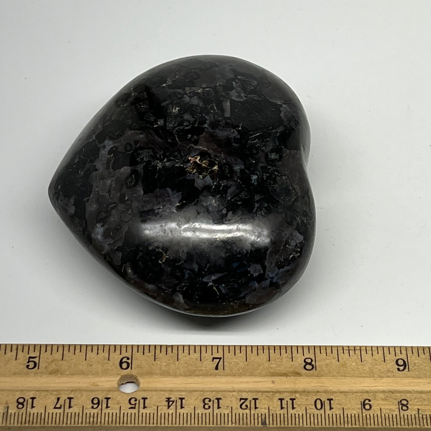 432.6g,3"x3.6"x1.6" Indigo Gabro Merlinite Heart Gemstone @Madagascar, B19962