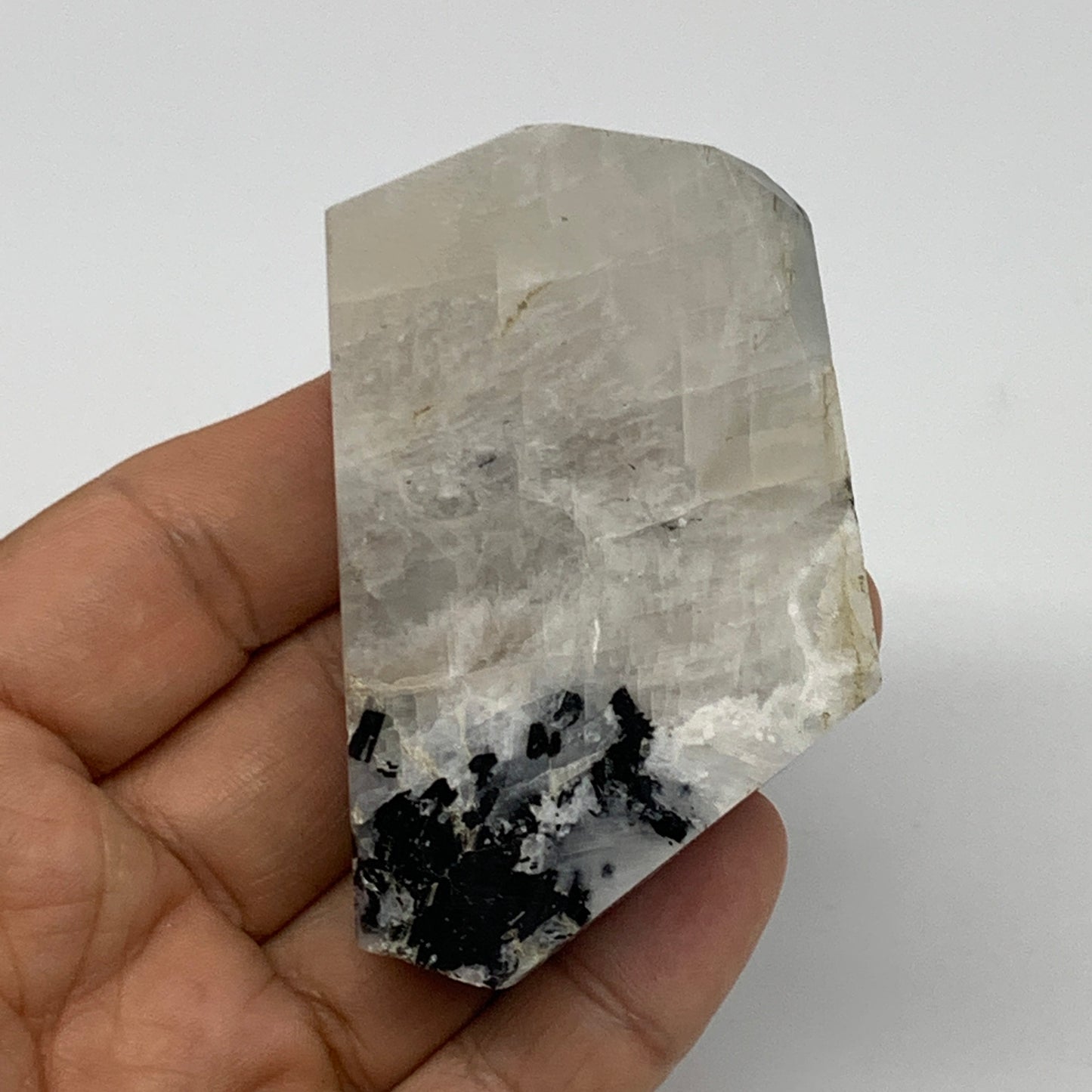 110.3g, 2.7"x1.7"x0.8", Rainbow Moonstone Freeform Crystal Polished @India, B216